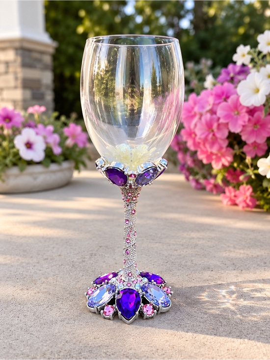 Other - Jeweled Purple Crystal Wine Glass